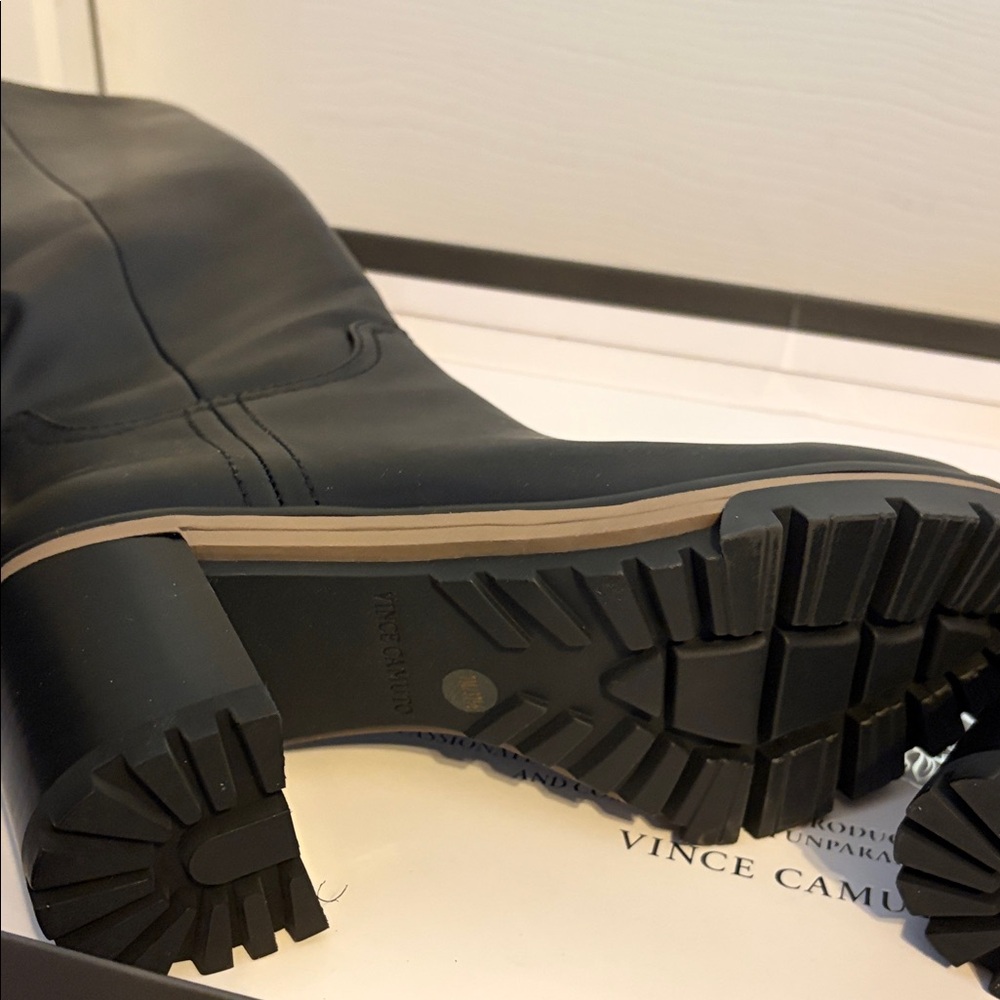 Vince Camuto Narrow calf knee-high Black Leather Block Heel boot NEW! - Picture 8 of 14